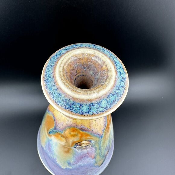 Phil Mayhew Pottery Vase Multicolor Drip Glaze Artist Signed 7" H Tennessee - Picture 4 of 8